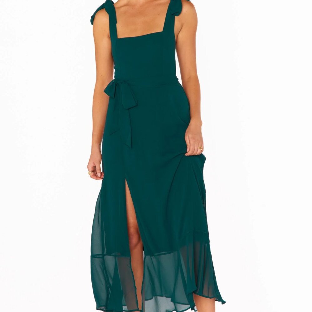 Show Me Your Mumu Claire Midi Dress – Emerald Chiffon- Large